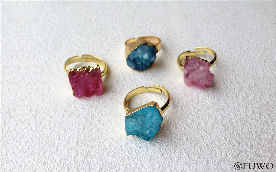 Multicolor Crystal Quartz Rings 7