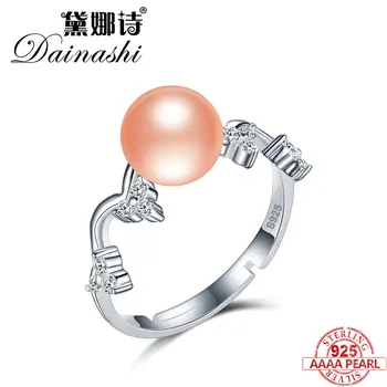 

Dainashi Genuine Freshwater Pearl for Women Pearl Ring Natural Bread Round 925 Sterling Sliver with Fine Zircon Jewelry Ring2018