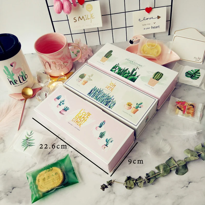 Креативная упаковка с рисунком кактуса, Подарочная коробка для печенья, конфет, ананаса, торта, для выпечки, оберточная бумага, подарочные коробки, Свадебная подарочная коробка