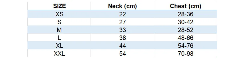 dog harness size