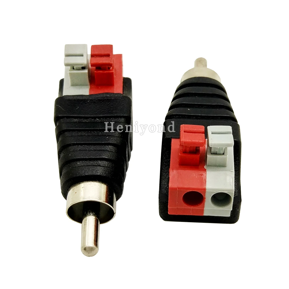

10Pcs RCA Connector 2 poles CCTV Camera Phono RCA Male Plug to AV Balun Terminal Video Adapter TV/CCTV RCA Wire Connector