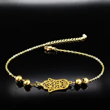 Pulsera de tobillo de acero inoxidable para mujer, cadena de mano de Fátima, Color dorado, 2021, A612272B