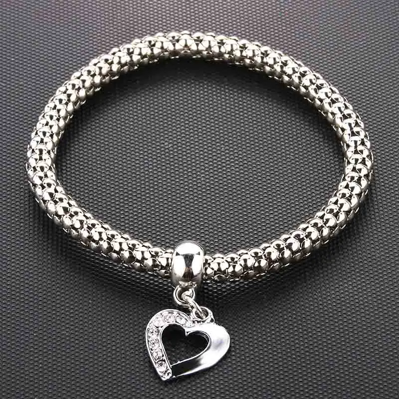 New Crystal Heart-shaped Corn Chain Bracelet Stretch Fine Ladies Fashion Jewelry | Украшения и аксессуары