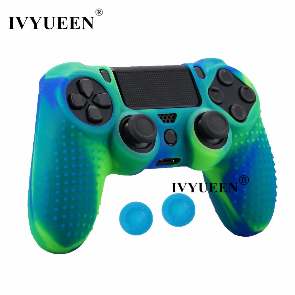 IVYUEEN силиконовый чехол для Игровые приставки 4 Dualshock 4 PS4 Pro Slim контроллер кожного покрова с джойстиками ручки Thumbsticks шапки