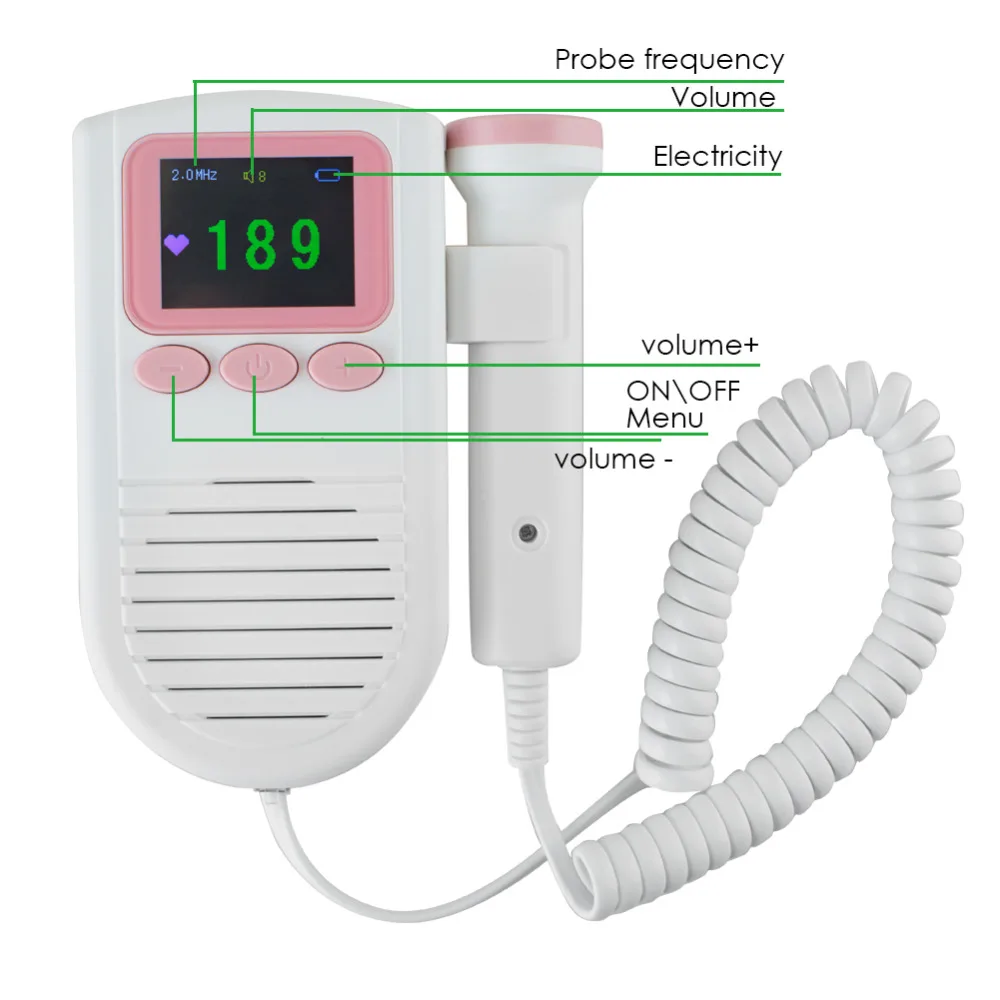 5pcs Wholesale Pocket Ultrasound Fetal Monitor 3MHz Fetal Doppler Baby