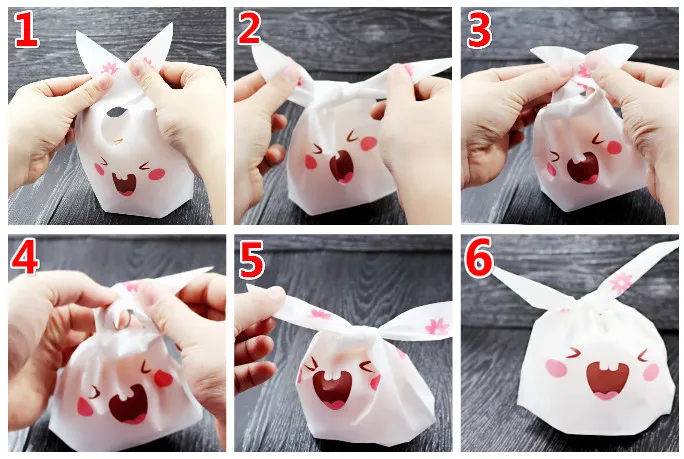 50pcs Bakery Packaging Duck/Fox/Rabbit Ear Snacks / Cookies / Candy / Bread Mooncake Bags Small size