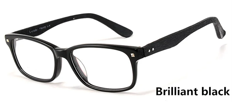 Оправа для очков, ацетатные деревянные очки, квадратная полная оправа, оптические очки по рецепту, простые очки, унисекс, деревянные зерна, rivet1209 - Цвет оправы: black B