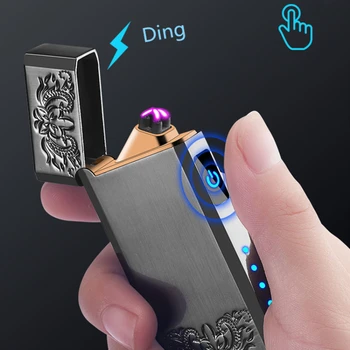 

Steel sound loud sound double arc lighter charging windproof creative usb electronic cigarette lighter personalized custom to se