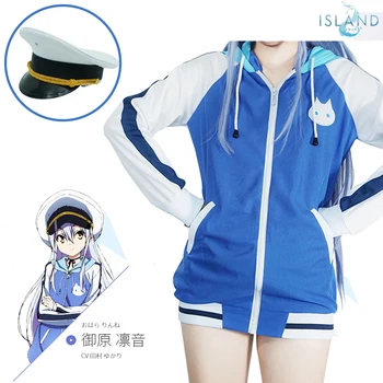 

Japan Anime Island Rinne Ohara Cosplay Costume Long Sleeve Jacket Coat Zipper Hooded Halloween Outfit With Cap