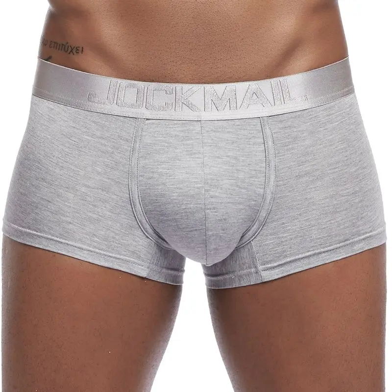 Серый JOCKMAIL, новинка, сексуальное мужское нижнее белье, боксеры, одноцветные, боксеры, шорты для мужчин, Модальные, мягкие трусы, шорты для мужчин, трусы для геев, мужские трусы - Цвет: Серый