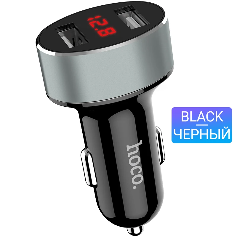 hoco автомобильное зарядное устройство usb адаптер 12 24 вольт портативный юсб адаптер зарядник два usb порта смарт зарядка для apple iphone 6 7 8 x телефон android разветвитель быстрая зарядка в авто - Тип штекера: Dual USB Black