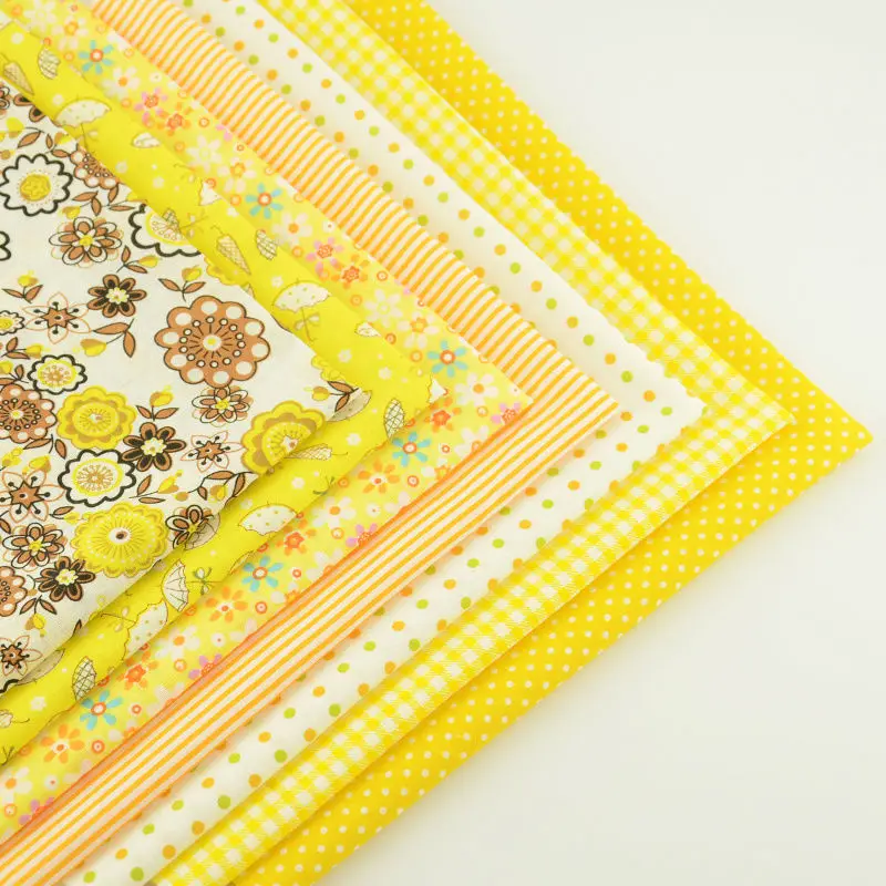 

Booksew 100% Cotton Fabric 7PCS Simple and Plain Design Bundle for Sewing Clothes Fat Quarter Patchwork Meter Quilting Textile