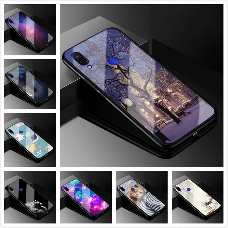 

For Xiaomi Redmi 7 Case Tempered Glass Silicone Bumper+Hard PC Glass Back Cover Coque For Xiaomi Redmi7 Phone Cases Hoesje Funda