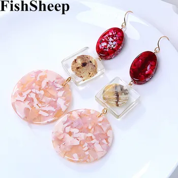 

FishSheep New Statement Acrylic Big Drop Earrings For Women Boho Geometric Long Dangle Earing Fashion Jewelry 2019 Bijoux Femme