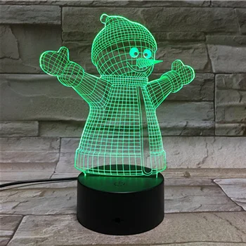 

Snowman Creative Desk Lamp deco maison Acrylic USB Bedroom Bedside 3D Stereo Vision Night light 7 Colors touch table light