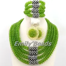 Фантастические нигерийской свадьбы Африканский Бусины комплект ювелирных изделий индийский Африканский Свадебный костюм Цепочки и ожерелья комплект aej874