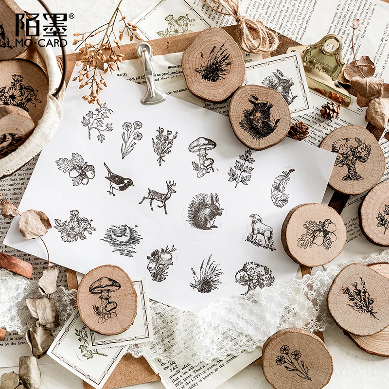 JIANWU 1pc Animal forest Post series log rubber seal cute Round stamps Wood clear stamps for scrapbooking DIY bullet journal