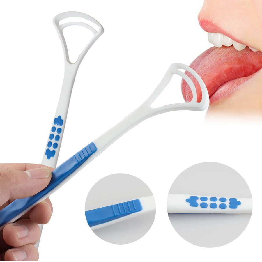 New 2Pcs Oral Dental Care Tongue Cleaner Brush Scraper Bad