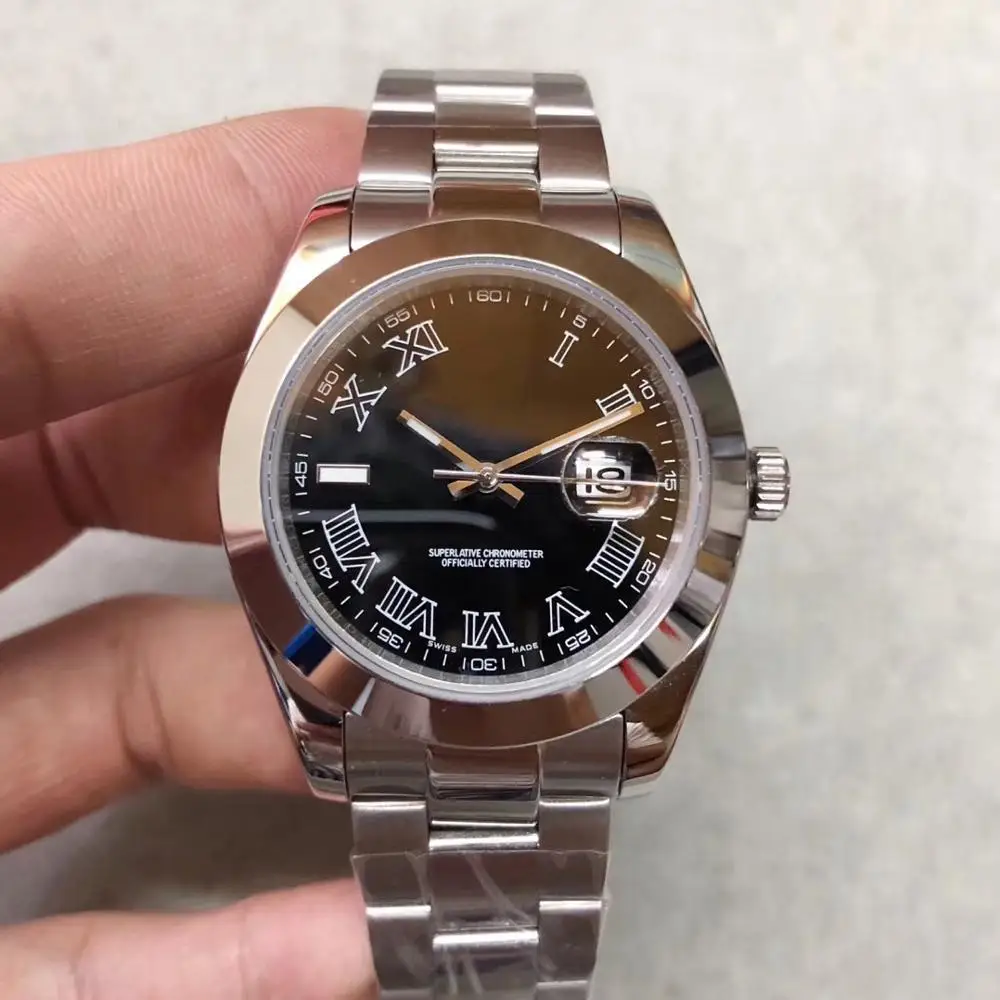 

AAA Automatic Mechanical Mens Watches Date Series 116300 Black Dial 41mm Roman Digital Stainless Steel Strap Crown Men's Watch