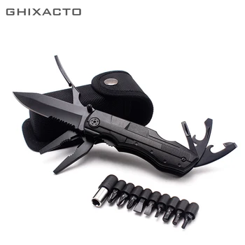 

GHIXACTO Multifunction Swiss Folding Knife Plier Stainless Steel Army Knives Pocket Hunting Outdoor Camping Survival Knife Tool