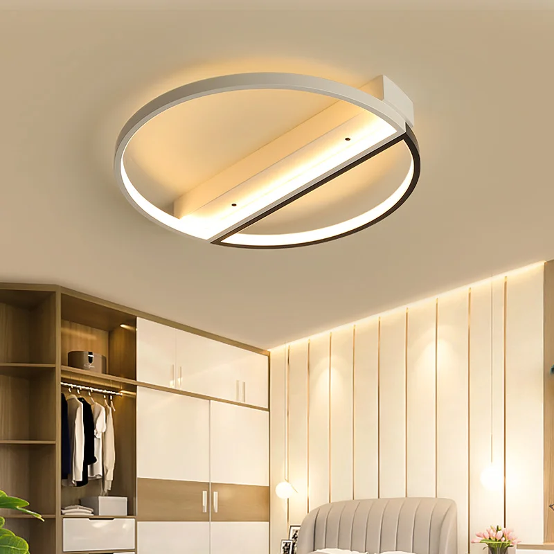 

Black mixed white complete the living room bedroom study LED ceiling light lampara de techo modern Simple led ceiling light lamp