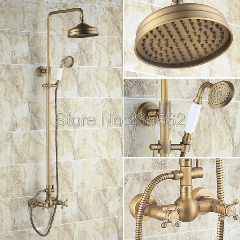 Luxury Bathroom 8 inch Waterfall Rainfall Shower Head Antique Brass