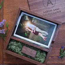 Wooden Photo Album Box USB 3.0 Pendrive DIY Engraved Logo Wedding Memory