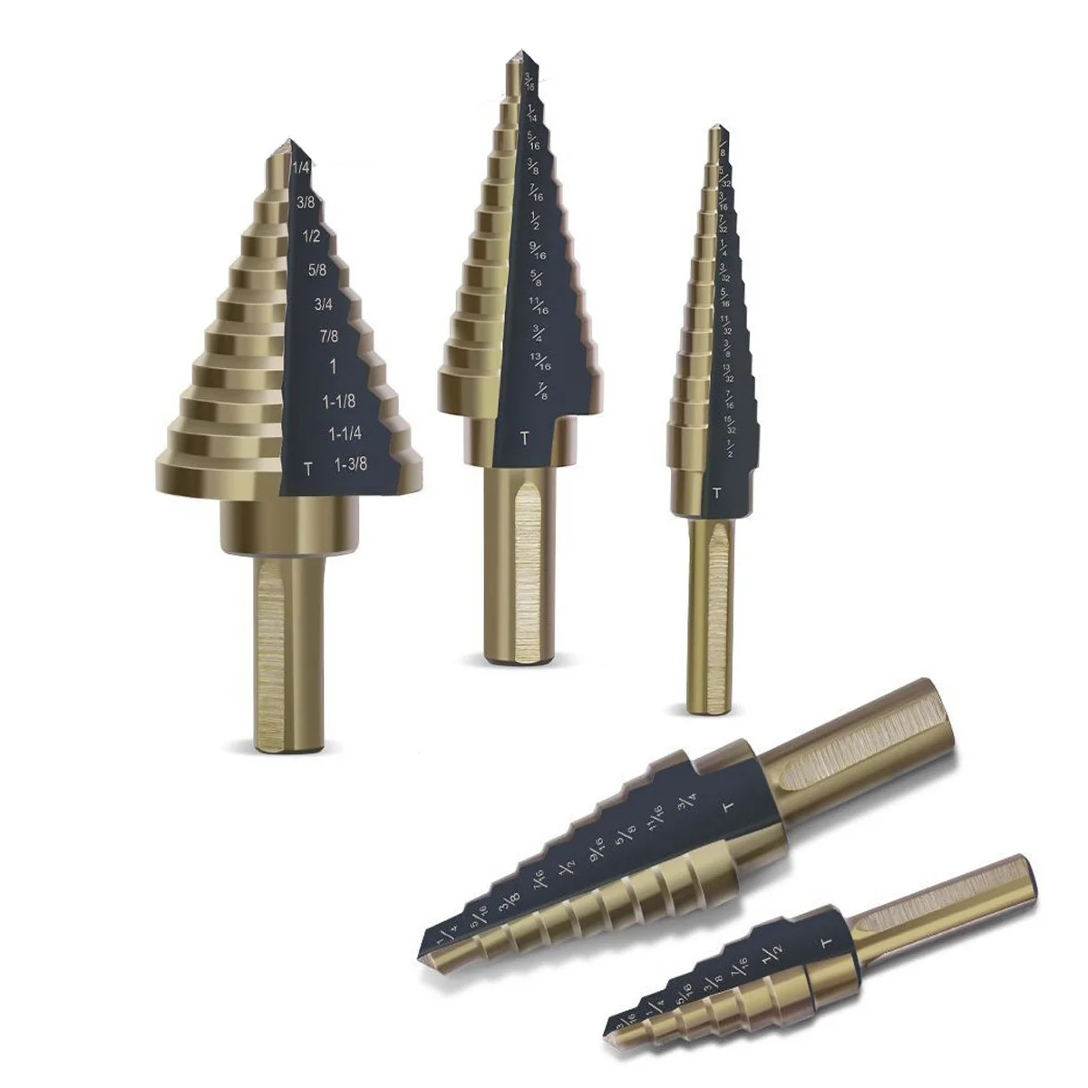 5pcs Titanium Step Drill Bit Tool Set 50 Sizes High Speed Steel Step Cutter Drill Bit Set Tool Hole Cutter Power Tools Accessori