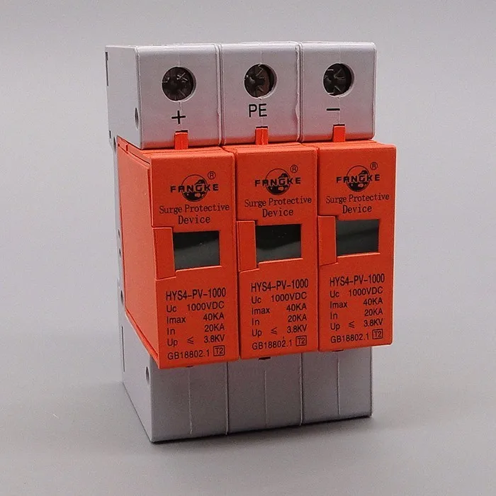 

DC500V 800V 1000V 3P 3Poles 40ka Surge Protector SPD Home Surge Protector Device Arrester Under - Voltage Hys4 Pv-1000 Din Rail
