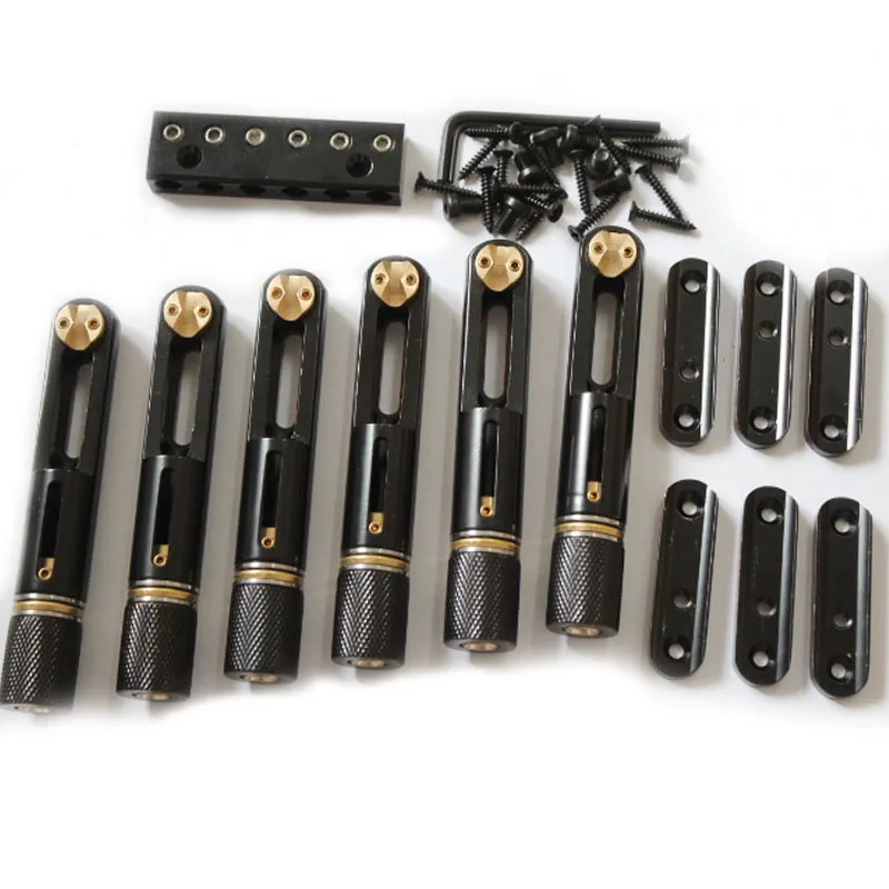 

One set 6 strings black single headless bass bridge