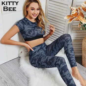 

Sports Wear For Women Gym Camo High Waist Sports Suits For Women Fitness Yoga Set 2 Piece Jogging Femme Workout Set Gym Clothing