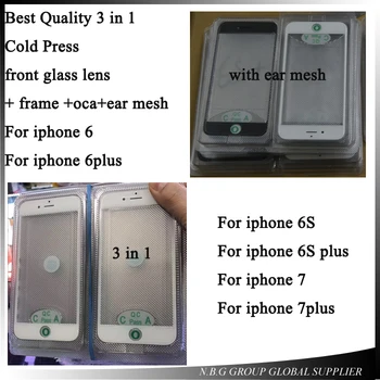 

10pcs Best Quality Cold Press Replacement LCD Front Touch Screen Glass Outer Lens with frame OCA film for iphone 6 6s 6sp 7 7p