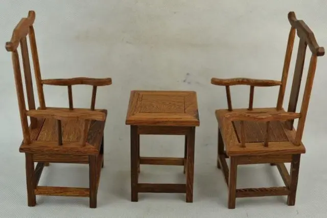 Old Collectible Decorated Wonderful Hand Boxwood Carving A Set Of Chair & Table Old Collectible Decorated Wonderful Hand Boxwood Carving A Set Of Chair & Table