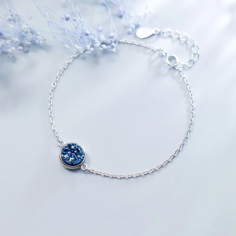 TOYOOSKY 925 пробы серебряный браслет синтетический браслет из голубых кристаллов темперамент синий сладкий милый ручной ювелирные изделия