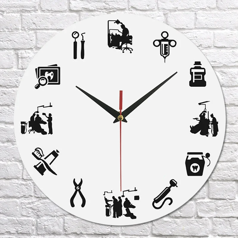 

Creative Simple 3D Doctor's Life Acrylic Wall Clock Self-adhesive Quartz Non-ticking Wall Clocks Home Decor Hogard JA03