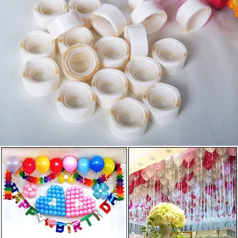 

200PCS Dots Air Balloon Tape Easy Cleaning Double Sided Adhesive Foil Balloons Tape Party Decoration Party Inflatable Balls
