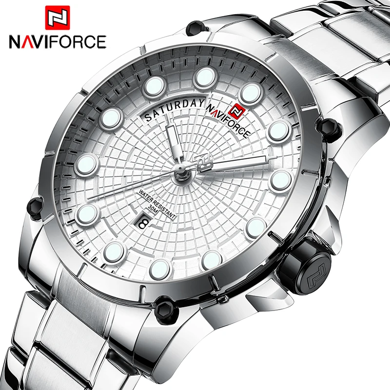 NAVIFORCE Роскошные брендовые новые мужские спортивные часы водонепроницаемые