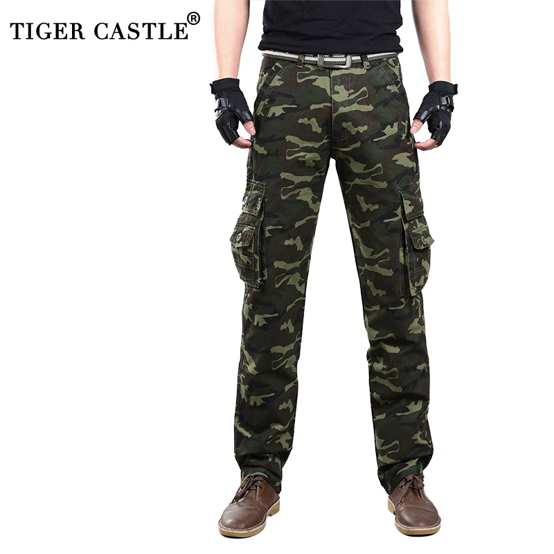 Mens Casual Long Straight Pants Cotton Camouflage Tactical Cargo Pants Baggy Army Military Trousers With Many Pockets