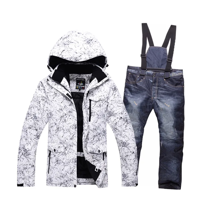 

-30 men's ski wear suit snowboard suit waterproof windproof 10000 winter snow suit set + bib warm ski pants large size S-XXXL