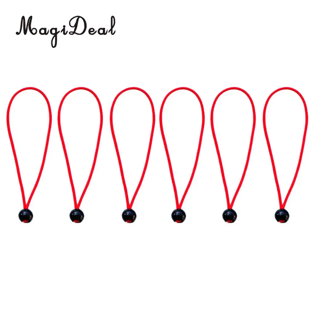 MagiDeal Hot 6Pcs 15cm 3mm Heavy Duty Elastic Ball Bungee Cord Tarp Tent Awning Fixing Tie Down Canopy Strap for Caving Climbing