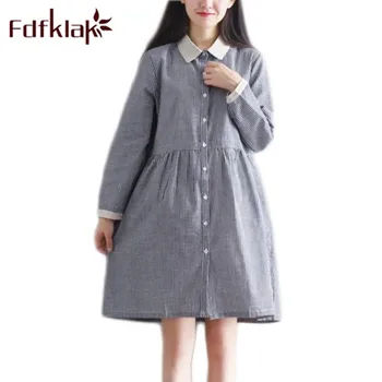 

Fdfklak Summer Dress For Pregnancy Women Vintage Long Sleeve Striped Blouses Shirts Tops Maternity-Dress Pregnant Clothes F36