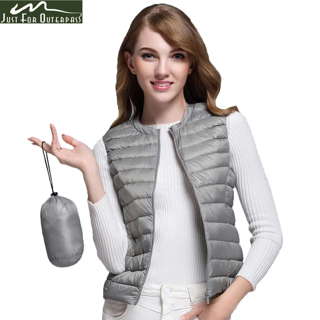 2018 New Women 90% White Duck Down Vest Women's Ultra Light Duck Down Vest Jacket Autumn Winter Round Collar Sleeveless Coat
