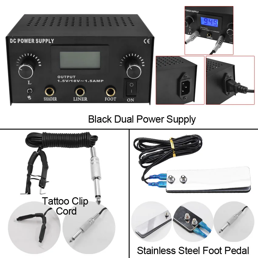 【ビギナーセット】タトゥーマシン＋パワーサプライ+フットスイッチ＋練習用スキン付 ビギナーセット】タトゥーマシン＋パワーサプライ+フット