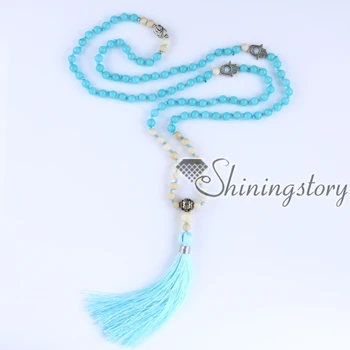 

mala beads wholesale semi precious stone 108 mala bead necklace with tassel healing jewelry hamsa hand necklace