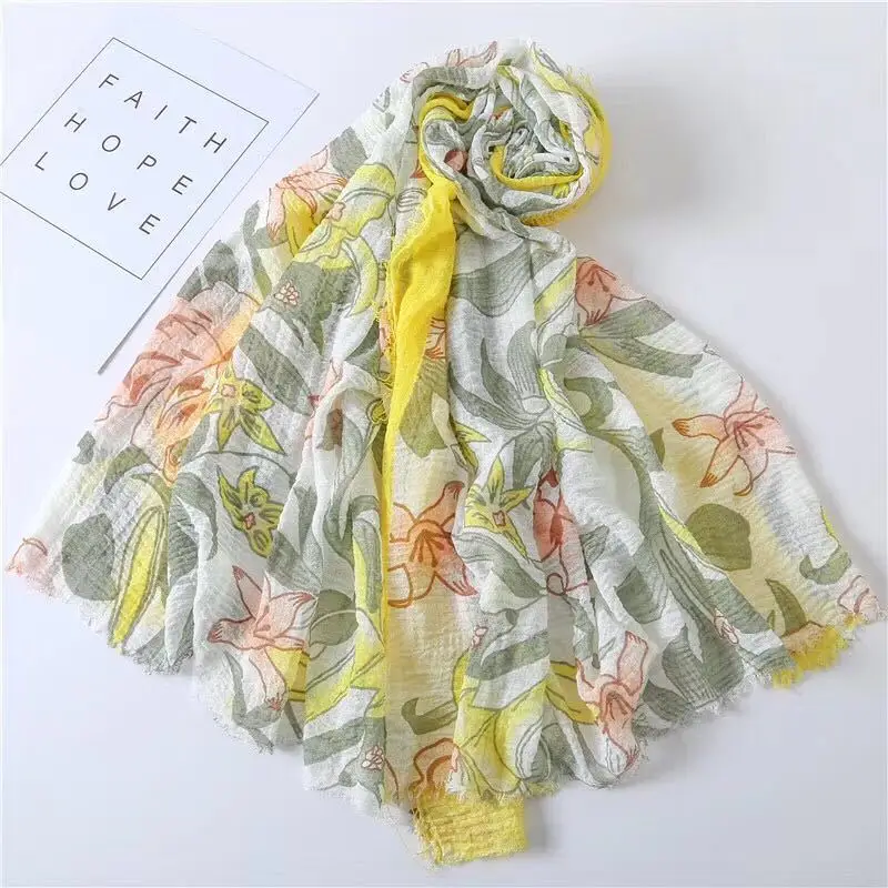 

Fashion Muslim Scarf HIJAB Lightweight Popular Crinkled Print Headscarf For women Thin Breathable Headband Long Shawl Soft Wraps