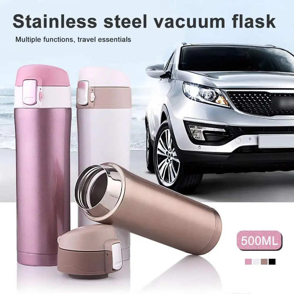 

500ml Portable Stainless Steel Vacuum Insulated Cup Coffee Water Tea Thermos Bottles Mug Drink Bottle For Outdoor Traveling