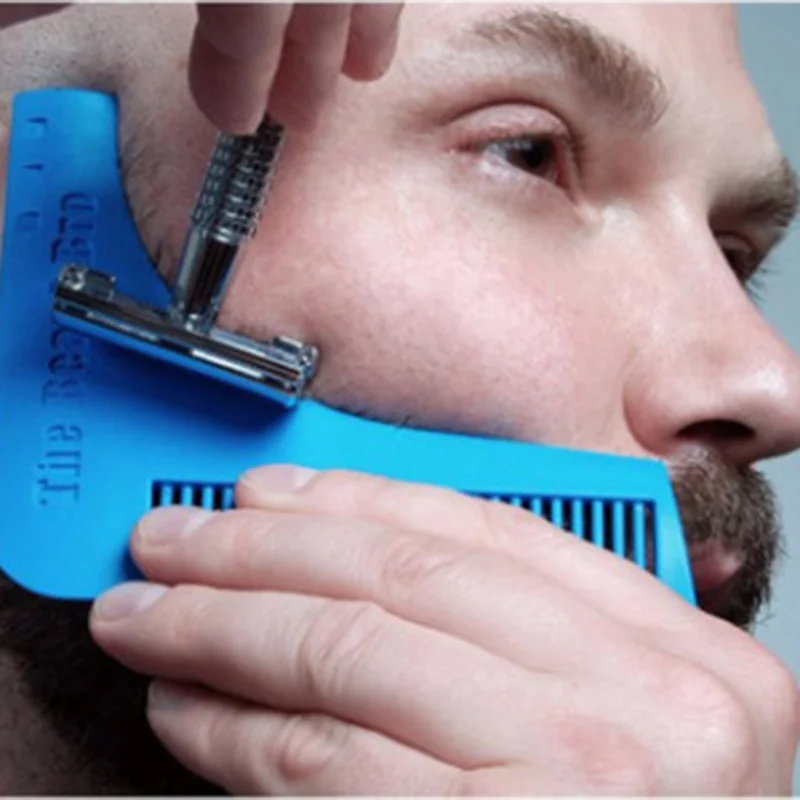 Mens-Facial-Hair-Beard-Shaper-Mold-Plastic-Guide-Template-Brush-Combs-Lines-Symmetry-Trim-Shaping-Barber