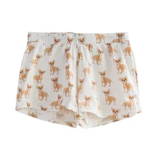 Женские милые Чихуахуа мультфильм печати повседневные шорты свободные спортивные белые эластичные талии эластичный хлопок плюс размер B7D301J