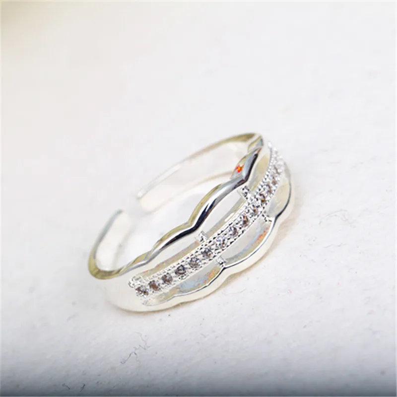 

New Arrival Open Rings 925 Silver Filled White Zircon Stone Resizable Ring With Crystal Female CZ For Women Party Jewelry Gifts