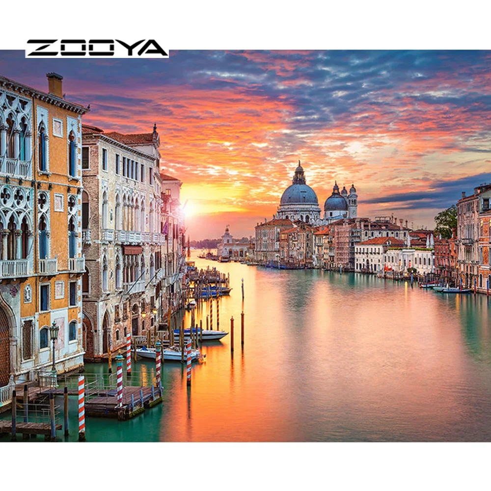 

ZOOYA 5D DIY Diamond Painting Scenic Modern City Diamond Embroidery Full Pack 3D DIY Kit Diamond Mosaic Decor Rhinestones RF1766